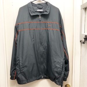 Nike Charcoal Gray & Orange Full Zip Windbreaker Jacket Size XXL